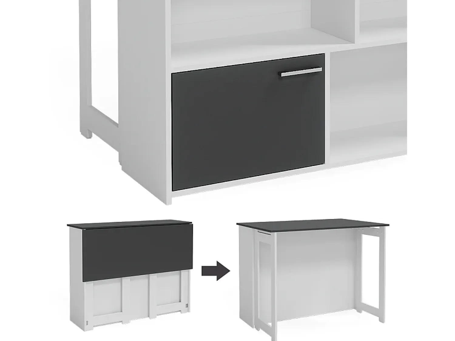 Móvel De Bar*Vicco Mesa de bar antracite/branco 116x37x90.5 dominic Cinza antracite