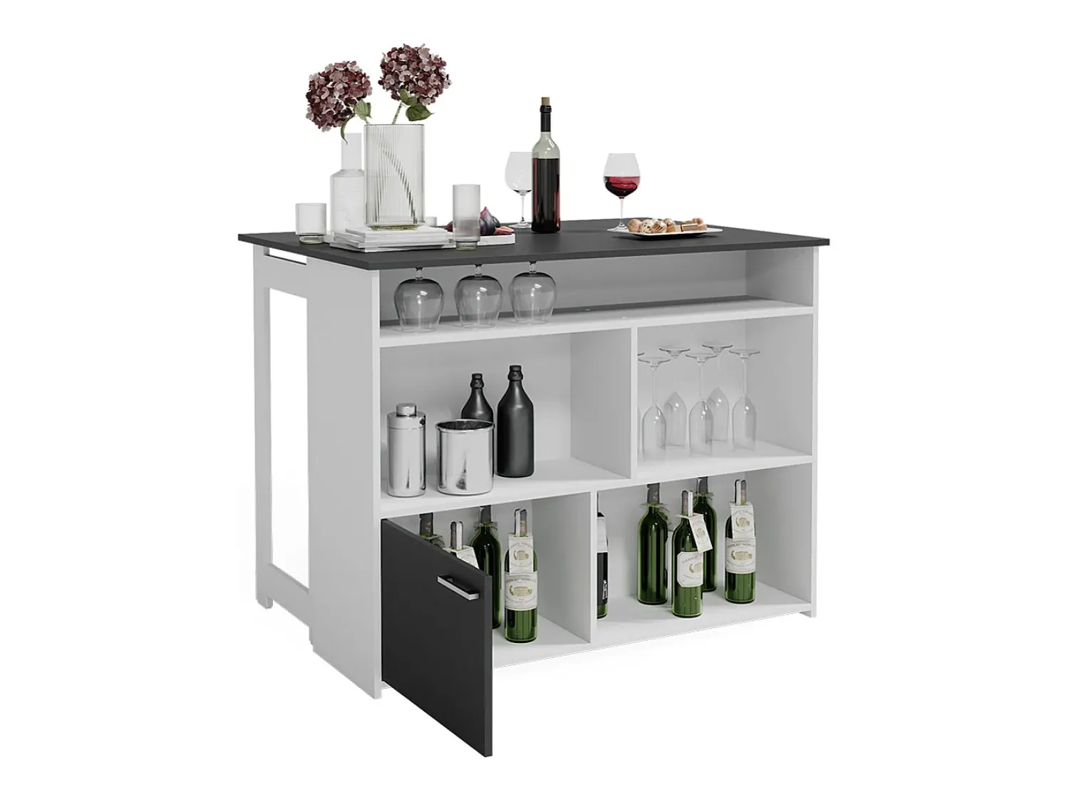 Móvel De Bar*Vicco Mesa de bar antracite/branco 116x37x90.5 dominic Cinza antracite