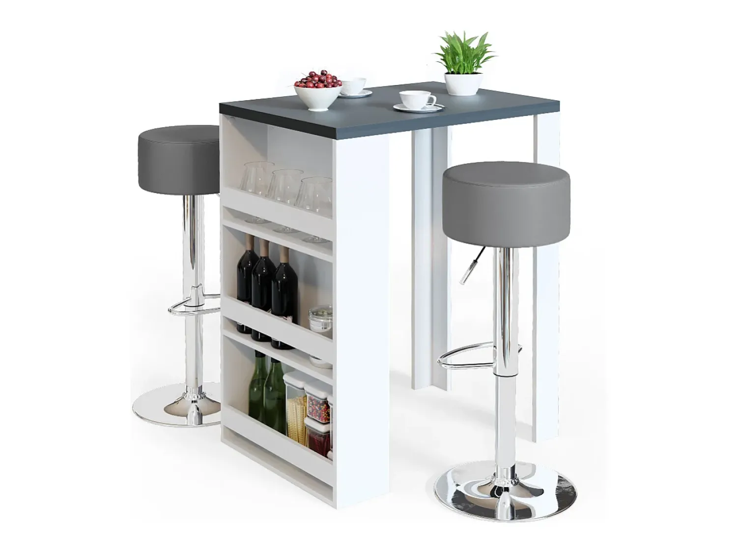 New Vicco Mesa de bar antracite/branco 57x80x106 Cinza antracite