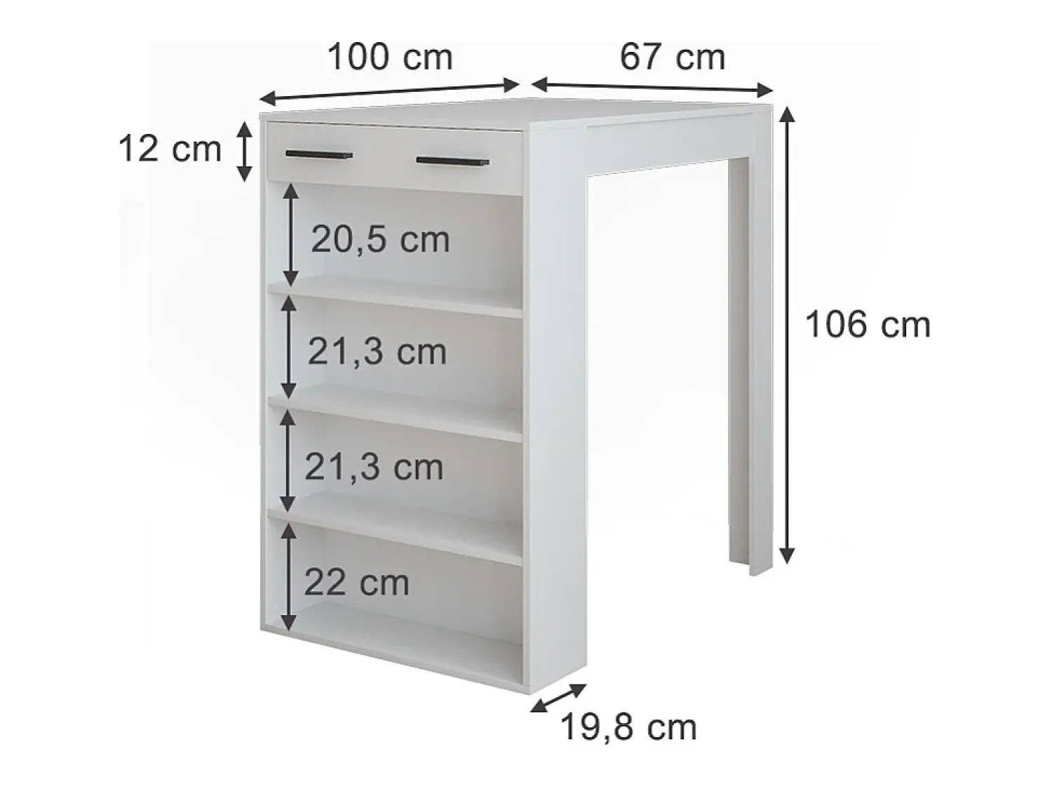 Vicco Mesa de bar 67x100x106 repose^ Móvel De Bar