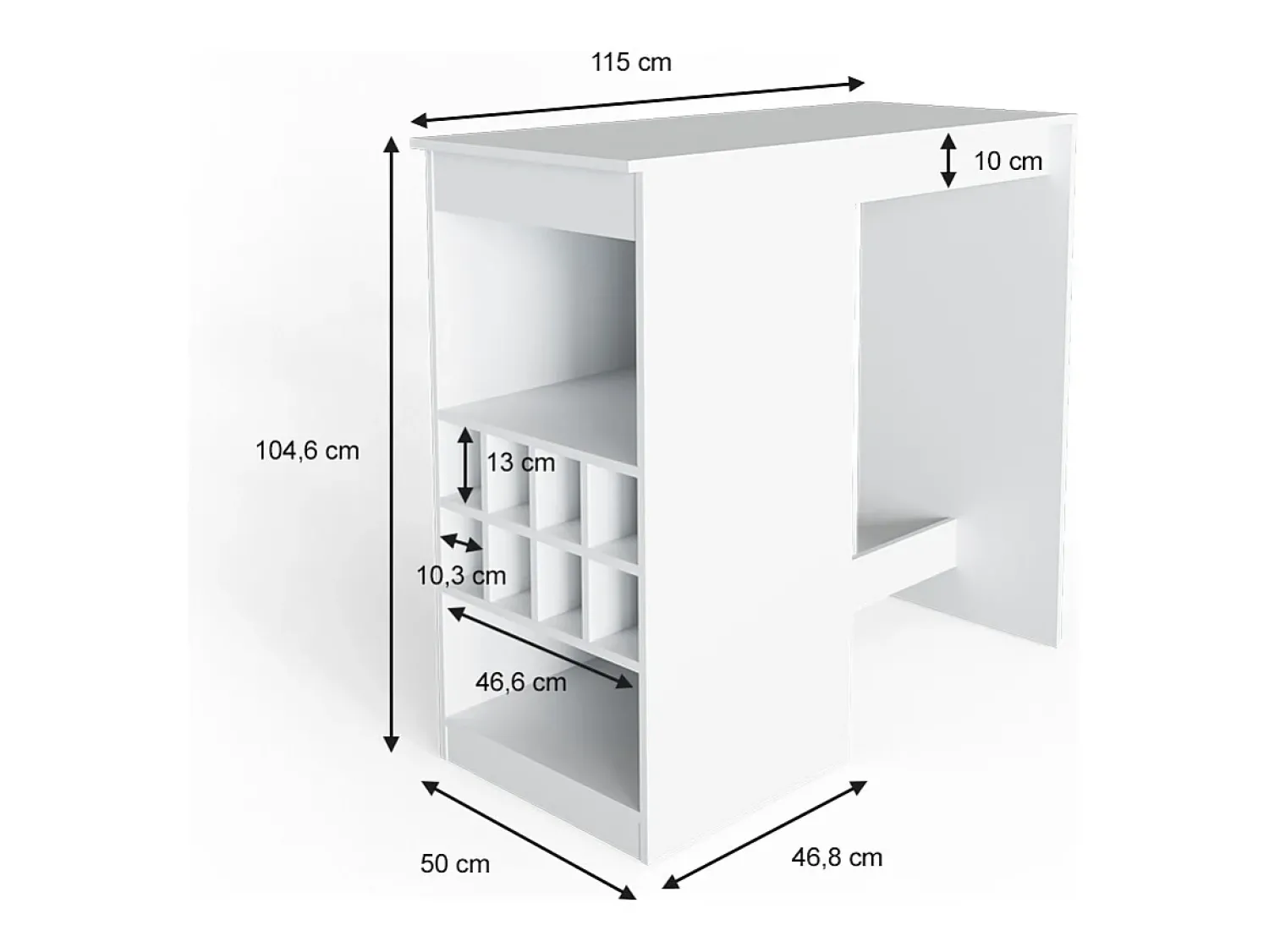 Móvel De Bar|Vicco Mesa de bar 115x50x104.6 ross Branco