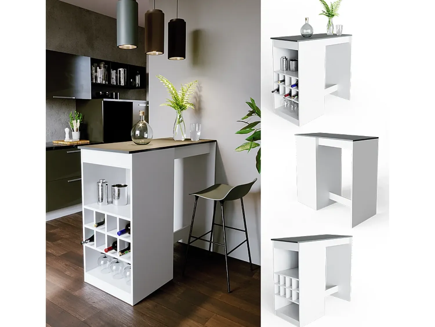 Móvel De Bar*Vicco Mesa de bar branco/antracite 115x50x104.6 ross Cinza antracite