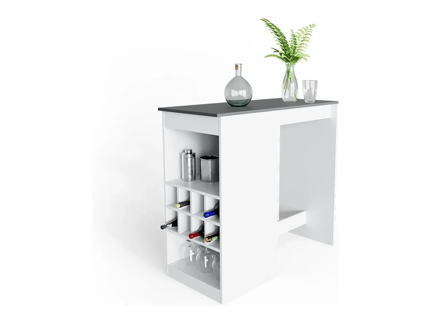 Móvel De Bar*Vicco Mesa de bar branco/antracite 115x50x104.6 ross Cinza antracite