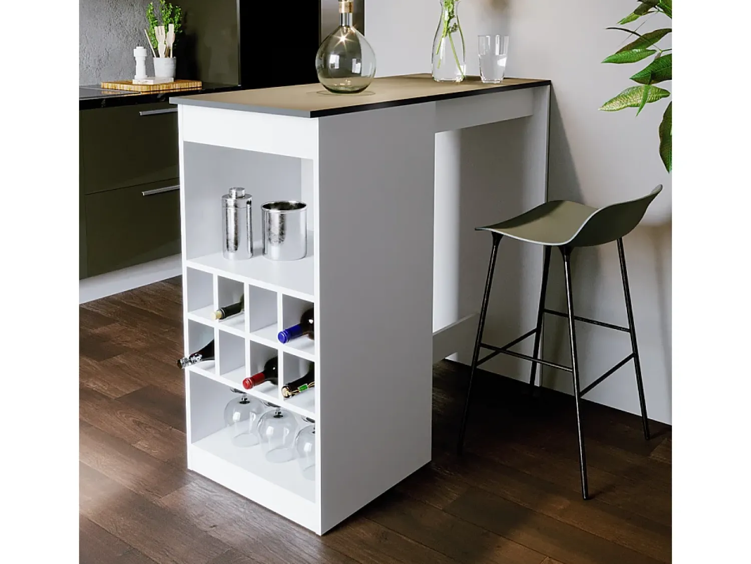 Móvel De Bar*Vicco Mesa de bar branco/antracite 115x50x104.6 ross Cinza antracite