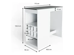Móvel De Bar*Vicco Mesa de bar branco/antracite 115x50x104.6 ross Cinza antracite