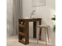 Móvel De Bar| Mesa de bar c/ prateleiras derivados de madeira carvalho fumado PT613905 Castanho
