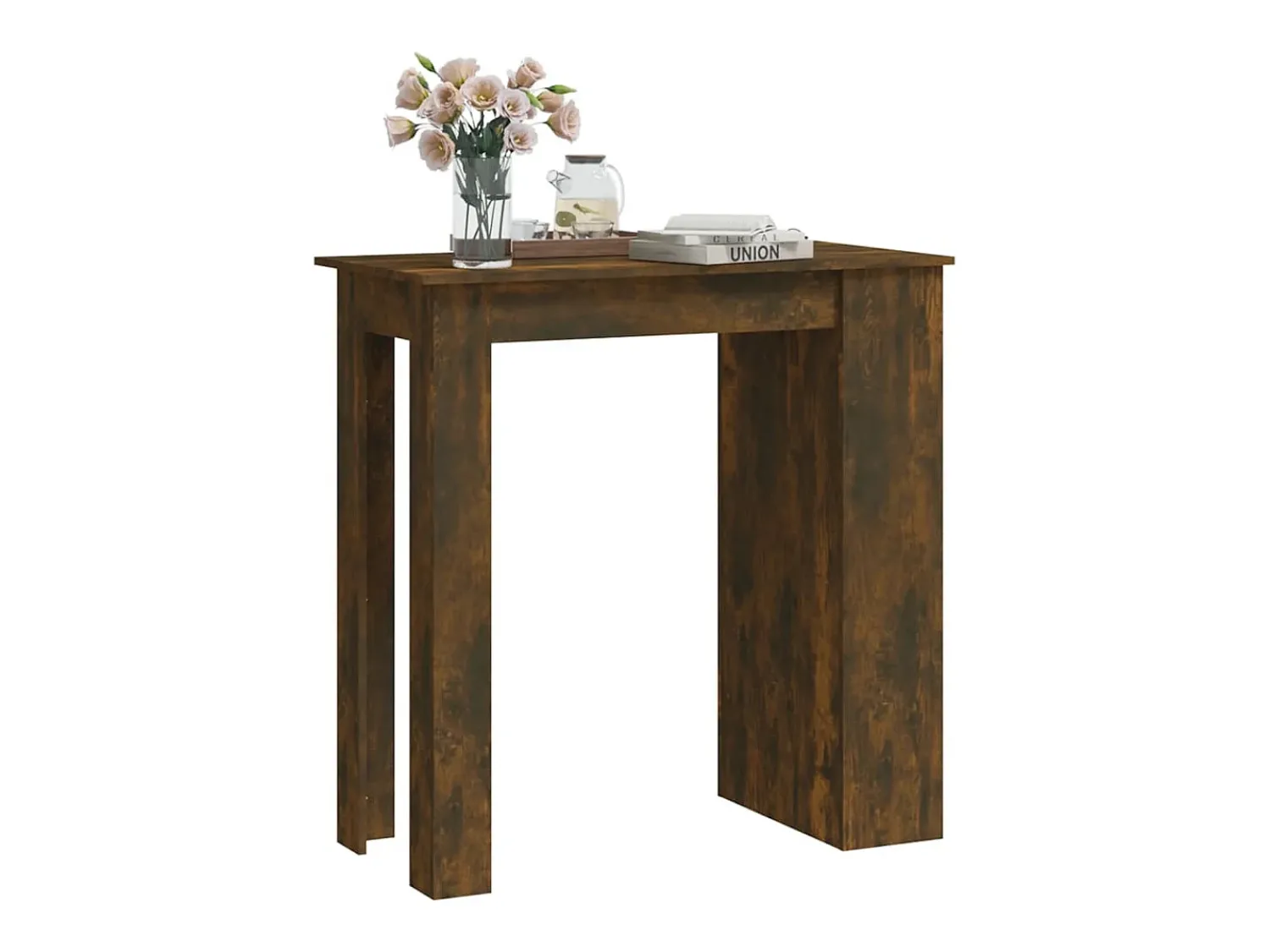 Móvel De Bar| Mesa de bar c/ prateleiras derivados de madeira carvalho fumado PT613905 Castanho
