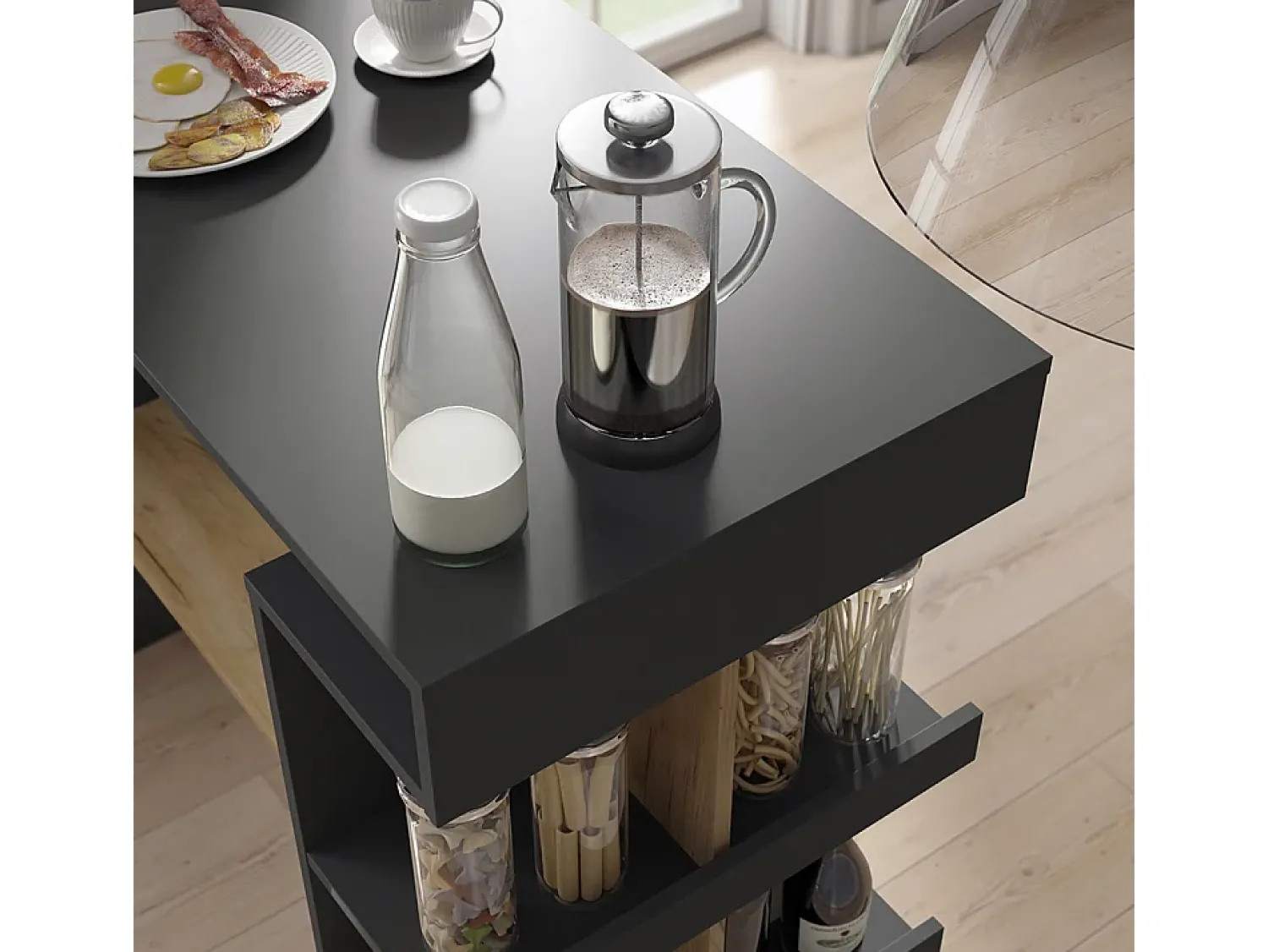 Móvel De Bar*Vicco Mesa de bar carvalho antracite/goldkraft 108x50x103 dana Cinza antracite
