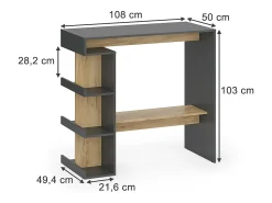 Móvel De Bar*Vicco Mesa de bar carvalho antracite/goldkraft 108x50x103 dana Cinza antracite