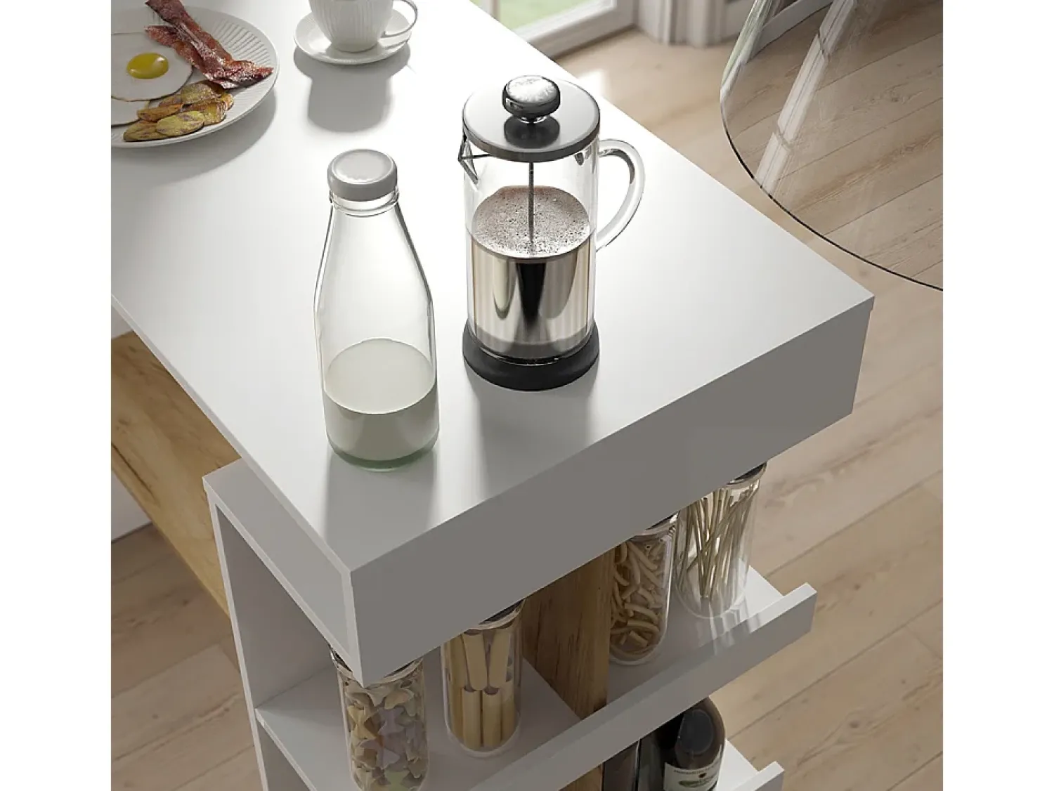 Vicco Mesa de bar carvalho branco/dourado 108x50x103 dana Natural escuro