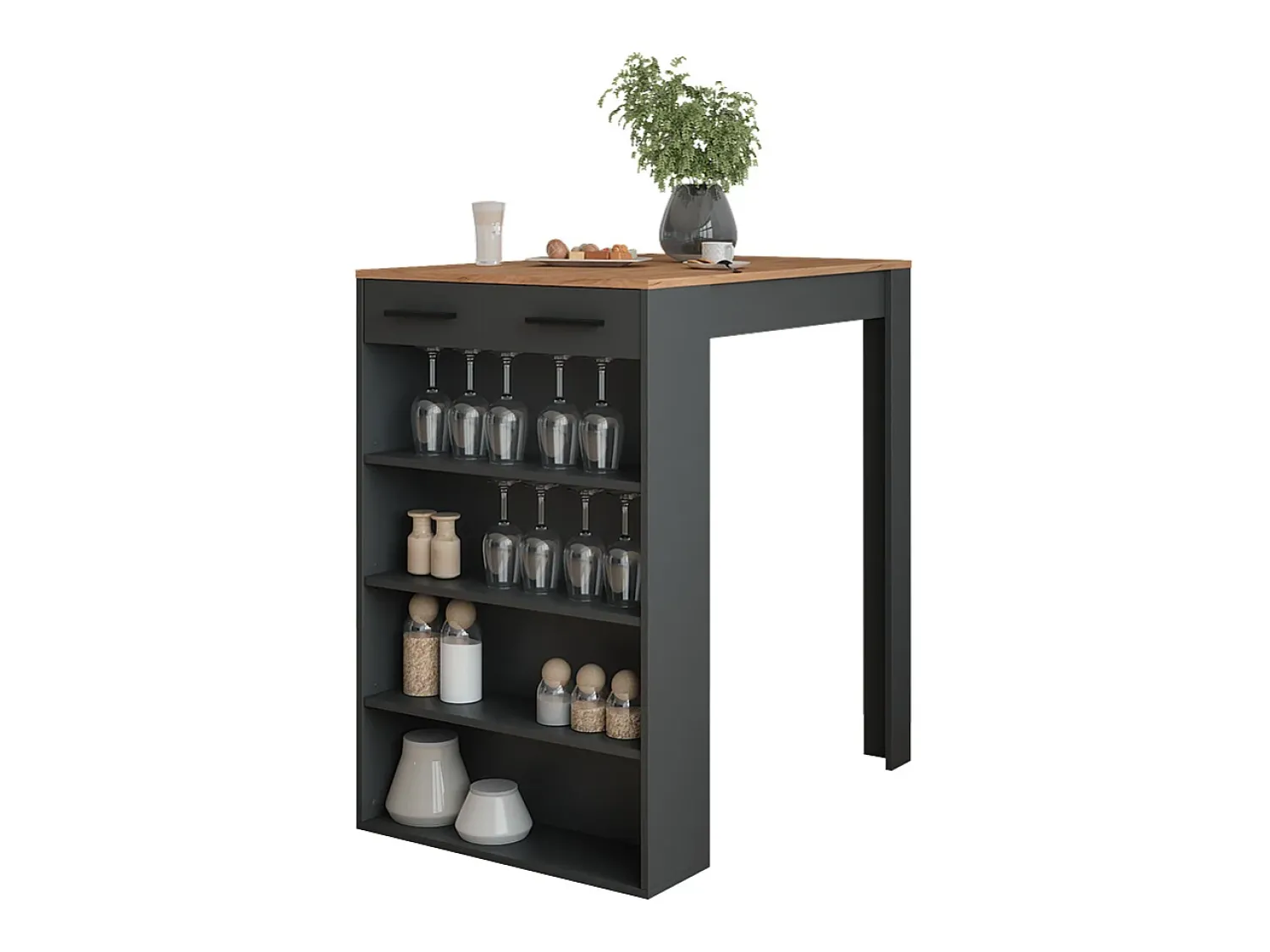 Sale Vicco Mesa de bar carvalho goldkraft/antracite 67x100x106 repose Natural escuro