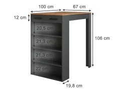 Sale Vicco Mesa de bar carvalho goldkraft/antracite 67x100x106 repose Natural escuro