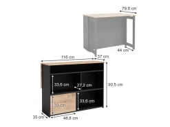 Móvel De Bar*Vicco Mesa de bar carvalho goldkraft 116x37x90.5 dominic Natural escuro
