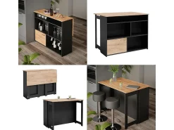Móvel De Bar*Vicco Mesa de bar carvalho goldkraft 116x37x90.5 dominic Natural escuro