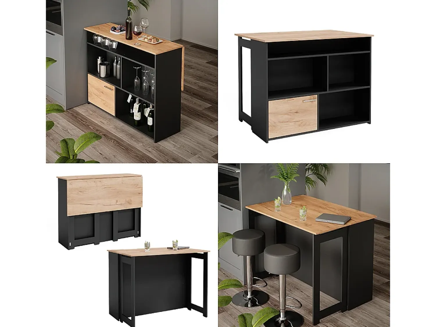 Móvel De Bar*Vicco Mesa de bar carvalho goldkraft 116x37x90.5 dominic Natural escuro