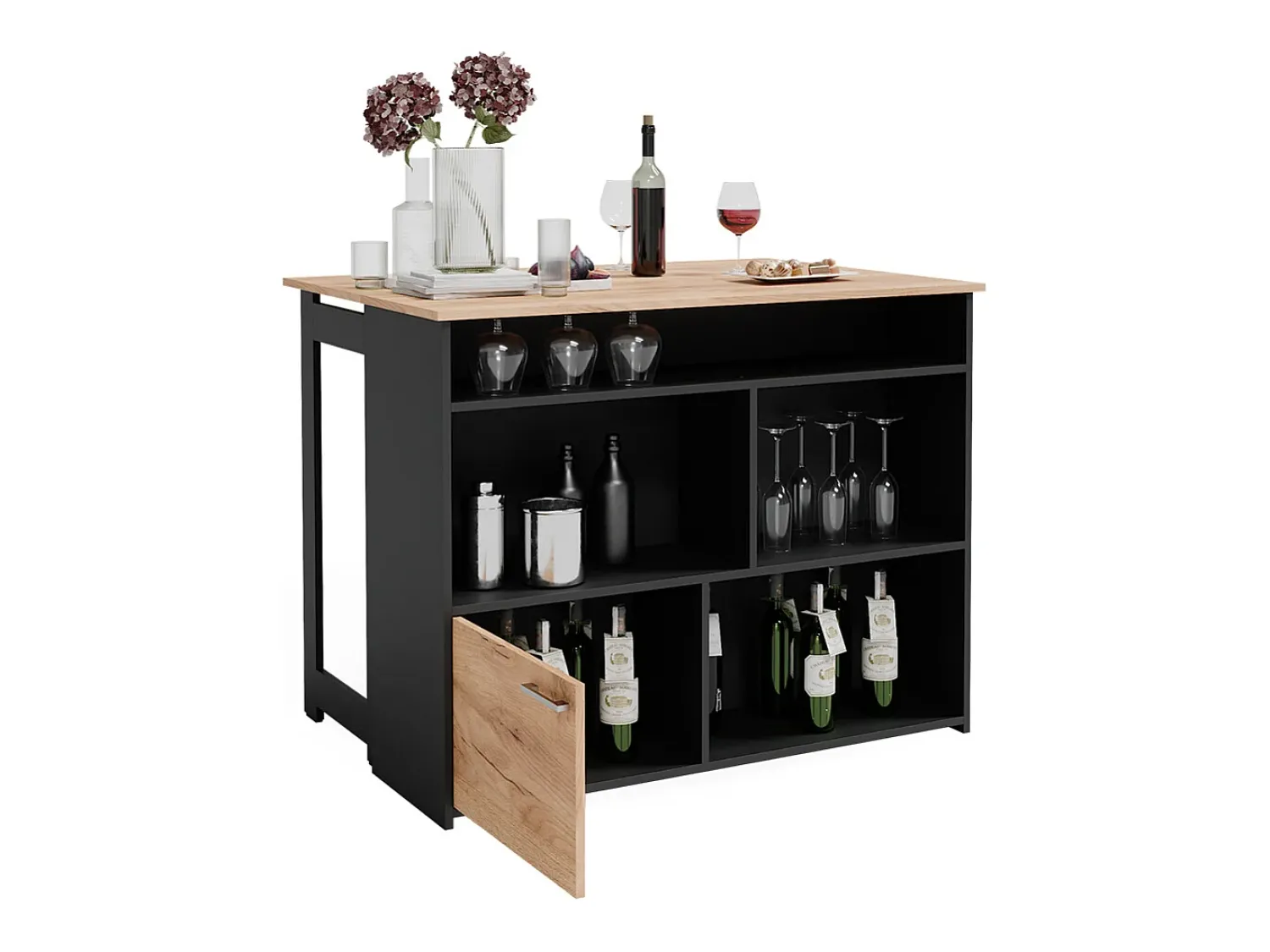 Móvel De Bar*Vicco Mesa de bar carvalho goldkraft 116x37x90.5 dominic Natural escuro
