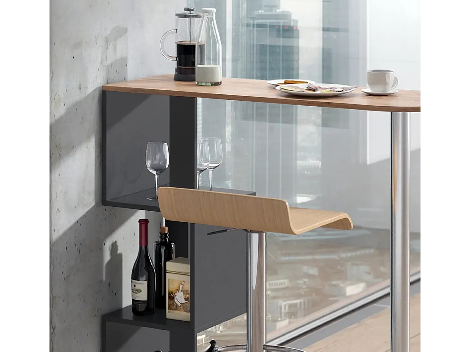 Vicco Mesa de bar carvalho goldkraft 113x39.8x111.8 vincent^ Móvel De Bar