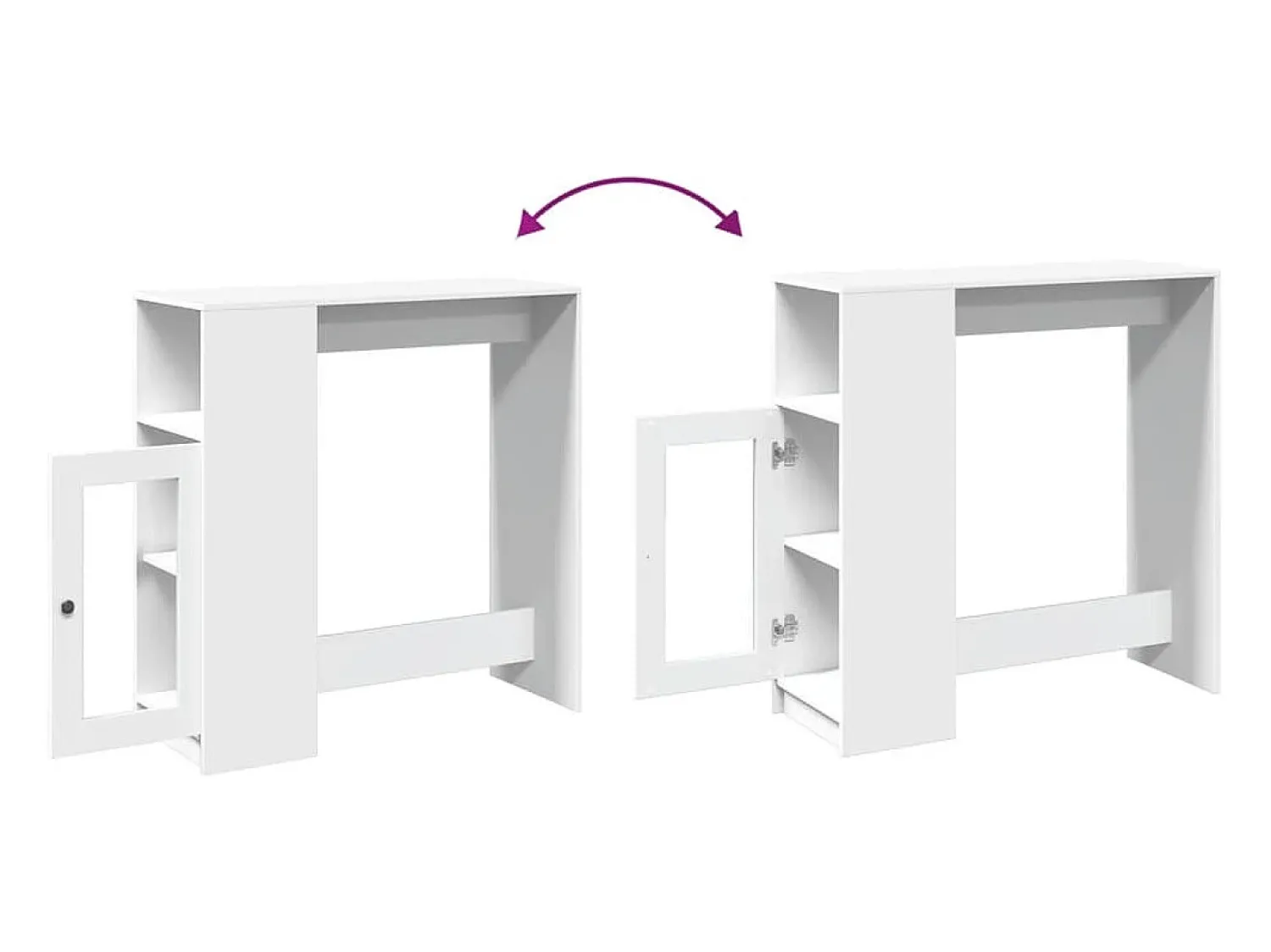 vidaxl Mesa de bar com prateleiras derivados de madeira Branco