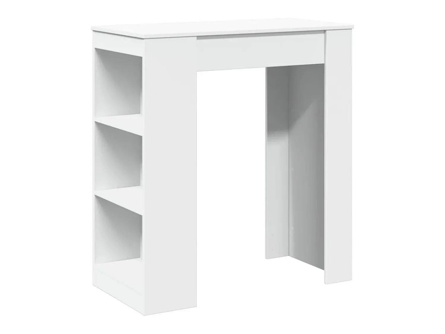 Móvel De Bar*vidaxl Mesa de bar com prateleiras derivados de madeira Branco