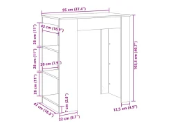 Móvel De Bar*vidaxl Mesa de bar com prateleiras derivados de madeira Branco