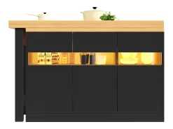 Merax Mesa de bar extensível - 120/180 x 75,8 cm - com LEDs + 3 portas - rotação 360° - MDF - preta^ Móvel De Bar
