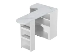Móvel De Bar*Hauss Spole Mesa de bar giratória com espaço de arrumação e local para animais de estimação - Tampo com efeito mármore - Branco