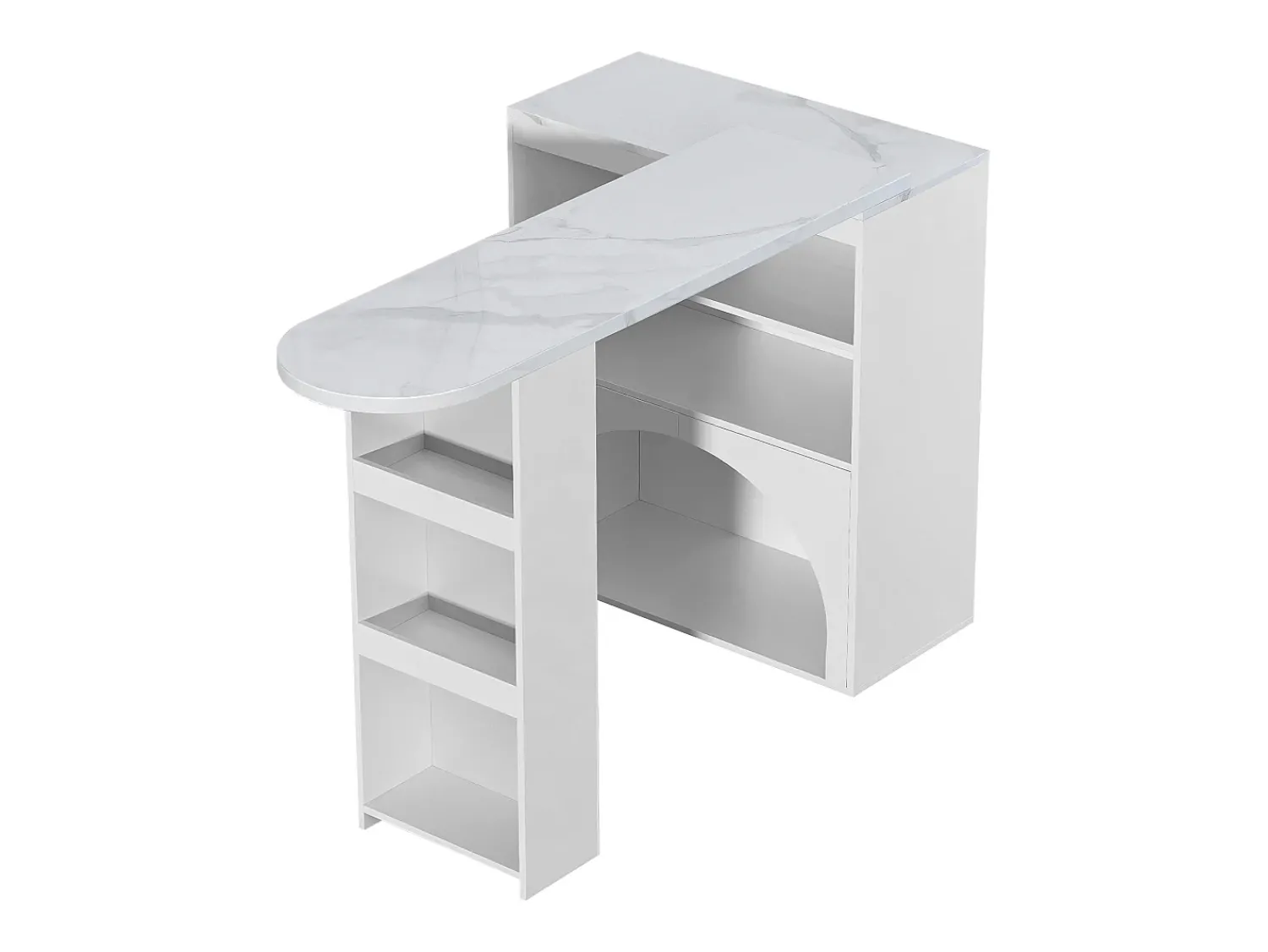 Móvel De Bar*Hauss Spole Mesa de bar giratória com espaço de arrumação e local para animais de estimação - Tampo com efeito mármore - Branco