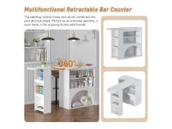 Móvel De Bar*Hauss Spole Mesa de bar giratória com espaço de arrumação e local para animais de estimação - Tampo com efeito mármore - Branco