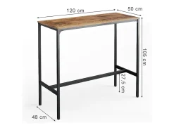 Móvel De Bar|Vicco Mesa de bar madeira antiga 120x50x105 fyrk Castanho