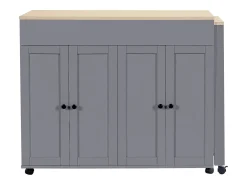 Móvel De Bar*Merax Mesa de bar moderna extensível - 118-180 x 50 x 94,6 cm - com 4 portas + 6 prateleiras - MDF - cinza Cinzento