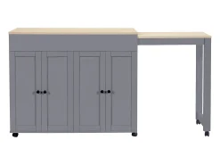 Móvel De Bar*Merax Mesa de bar moderna extensível - 118-180 x 50 x 94,6 cm - com 4 portas + 6 prateleiras - MDF - cinza Cinzento