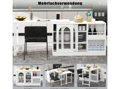 Outlet Mesa de bar moderna, extensível, giratória 360°, com espaço de armazenamento, branca. Branco