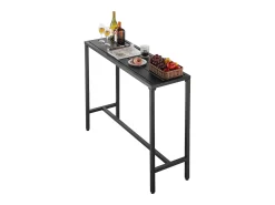 New Mesa de Bar SucceBuy Alta Exterior, 120 x 37,5 cm, Mesa de Jantar Retangular, com Tampo Impermeável, Estrutura de Metal Resistente, Mobiliário de Jardim Preto