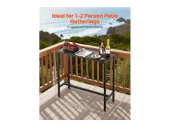 Móvel De Bar| Mesa de Bar SucceBuy Alta Exterior, 100 x 37,5 cm, Mesa de Jantar Retangular, com Tampo Impermeável, Estrutura de Metal Resistente, Mobiliário de Jardim Preto