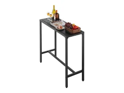 Móvel De Bar| Mesa de Bar SucceBuy Alta Exterior, 100 x 37,5 cm, Mesa de Jantar Retangular, com Tampo Impermeável, Estrutura de Metal Resistente, Mobiliário de Jardim Preto