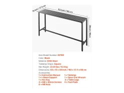Mesa de Bar SucceBuy Alta Exterior, 160 x 37,5 cm, Mesa de Jantar Retangular, com Tampo Impermeável, Estrutura de Metal Resistente, Mobiliário de Jardim^ Móvel De Bar