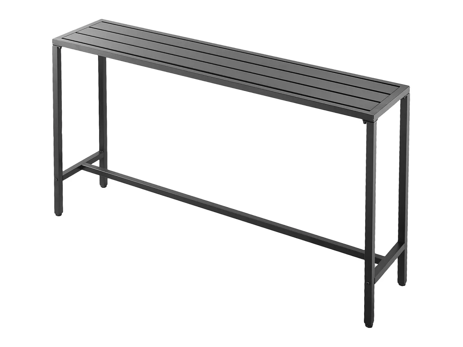 Mesa de Bar SucceBuy Alta Exterior, 160 x 37,5 cm, Mesa de Jantar Retangular, com Tampo Impermeável, Estrutura de Metal Resistente, Mobiliário de Jardim^ Móvel De Bar