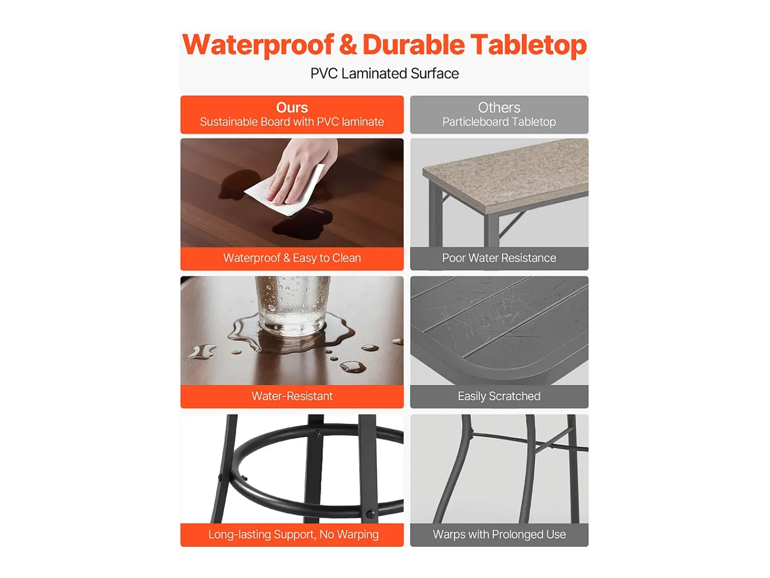 Móvel De Bar| Mesa de Bar SucceBuy Redonda, 60x101 cm, Mesa de Bistrô Alta Exterior, com Tampo, Estrutura de Metal Resistente, Mobiliário de Jardim para Pátio, Terraço Preto