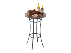 Móvel De Bar| Mesa de Bar SucceBuy Redonda, 60x101 cm, Mesa de Bistrô Alta Exterior, com Tampo, Estrutura de Metal Resistente, Mobiliário de Jardim para Pátio, Terraço Preto