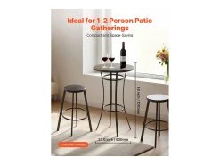 Móvel De Bar| Mesa de Bar SucceBuy Redonda, 60x101 cm, Mesa de Bistrô Alta Exterior, com Tampo, Estrutura de Metal Resistente, Mobiliário de Jardim para Pátio, Terraço Preto