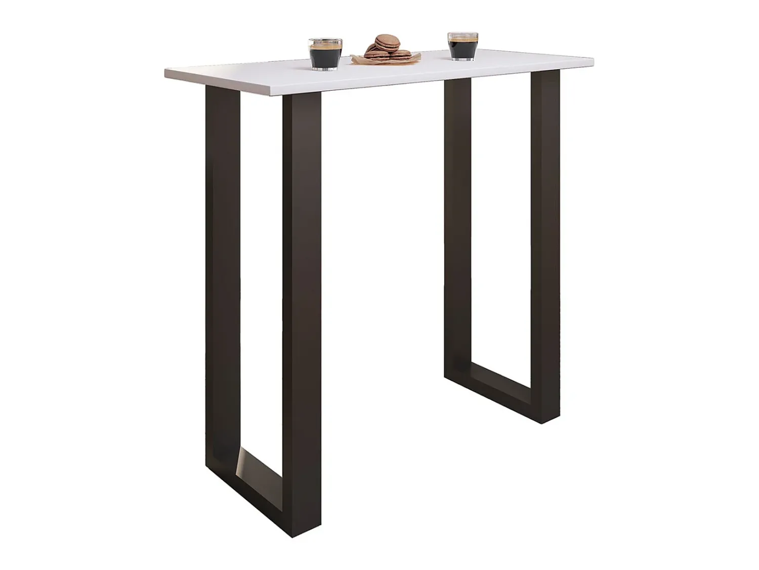 VCM Mesa de bar | Tresen | Mesa em pé | Mesa alta | Mesa de mesa com rolamentos - Xona 110x50 cm (Preto / Branco)^ Móvel De Bar