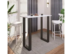 VCM Mesa de bar | Tresen | Mesa em pé | Mesa alta | Mesa de mesa com rolamentos - Xona 110x50 cm (Preto / Branco)^ Móvel De Bar