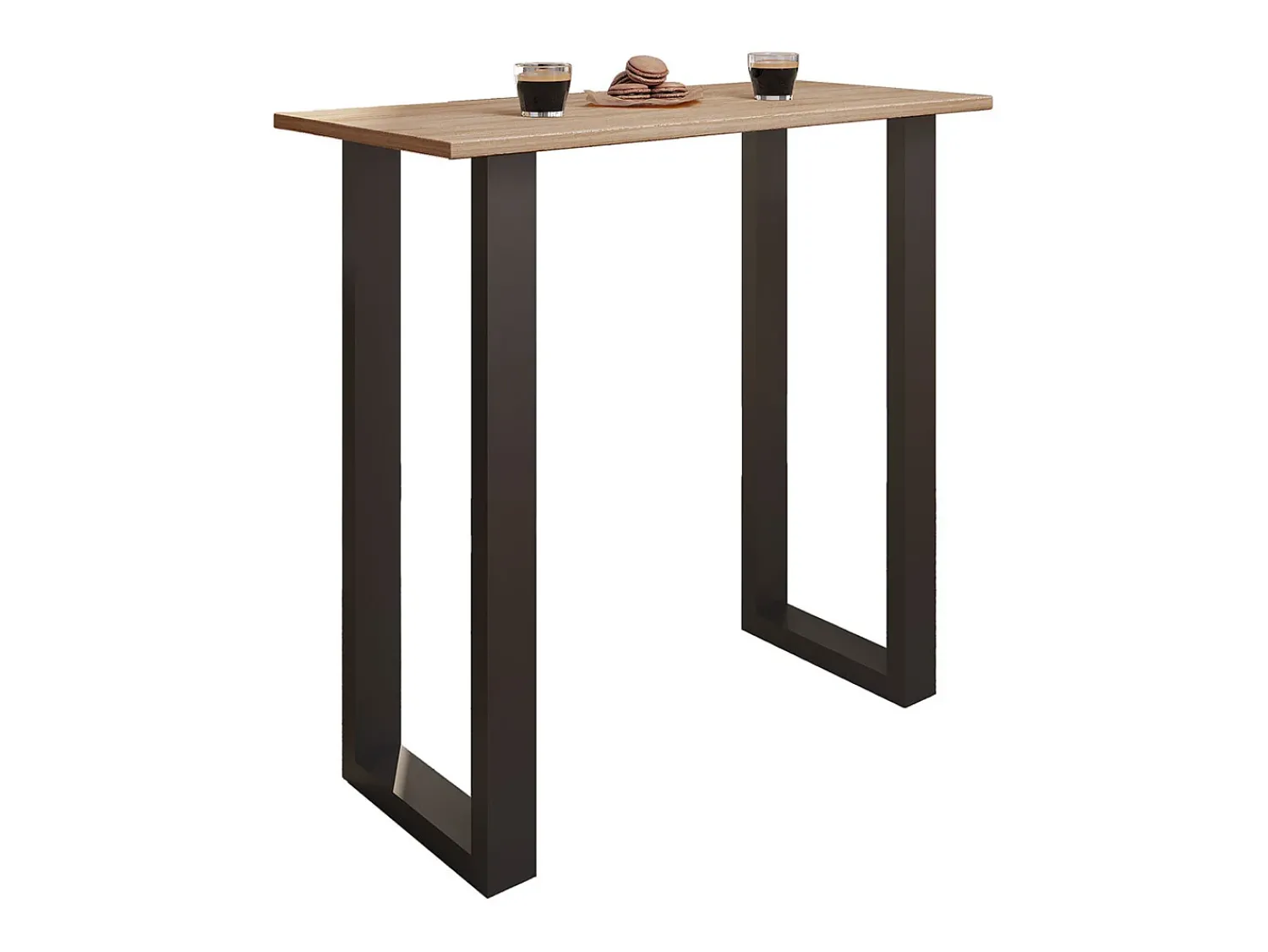 Móvel De Bar|VCM Mesa de bar | Tresen | Mesa em pé | Mesa alta | Mesa de mesa com rolamentos - Xona 110x50 cm (Preto / Sonoma Oak) Multicor