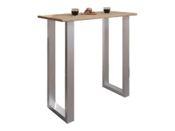 New VCM Mesa de bar | Tresen | Mesa em pé | Mesa alta | Mesa de mesa com rolamentos - Xona 110x50 cm (Prata / Sonoma Oak) Multicor