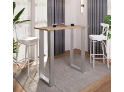 New VCM Mesa de bar | Tresen | Mesa em pé | Mesa alta | Mesa de mesa com rolamentos - Xona 110x50 cm (Prata / Sonoma Oak) Multicor