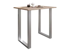 Discount VCM Mesa de bar | Tresen | Mesa em pé | Mesa alta | Mesa de mesa com rolamentos - Xona 110x80 cm (Prata / Sonoma Oak) Multicor