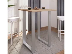 New VCM Mesa de bar | Tresen | Mesa em pé | Mesa alta | Mesa de mesa com rolamentos - Xona 80x50 cm (Prata / Sonoma Oak) Multicor