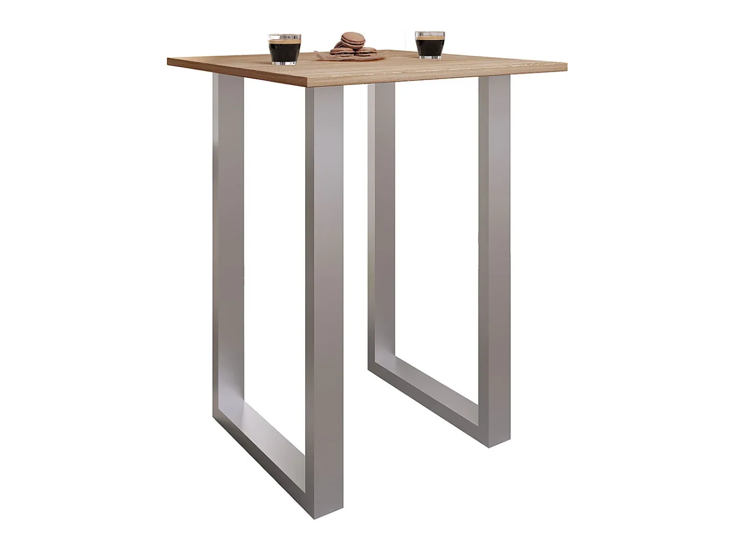 New VCM Mesa de bar | Tresen | Mesa em pé | Mesa alta | Mesa de mesa com rolamentos - Xona 80x50 cm (Prata / Sonoma Oak) Multicor