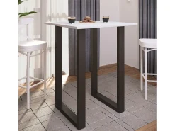 Móvel De Bar*VCM Mesa de bar | Tresen | Mesa em pé | Mesa alta | Mesa de mesa com rolamentos - Xona 80x50 cm (Preto / Branco) Multicor