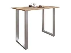 Móvel De Bar*VCM Mesa de bar | Tresen | Mesa em pé | Mesa alta | Mesa de mesa com rolamentos - Xona 140x80 cm (Prata / Sonoma Oak) Multicor